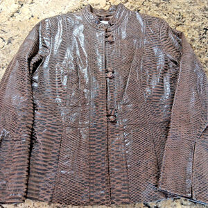 Medium Guillaume Womens Leather Jacket In Rare Snake Print Design Very Good